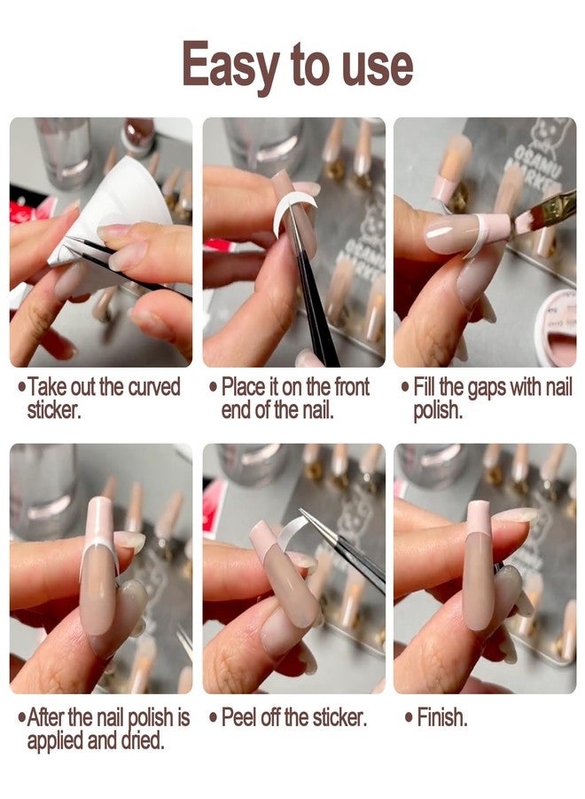 Quacc 12 Sheets 576 PCS French Manicure Strips Self-Adhesive Nail Guide Tips Manicure Nail DIY Art Stickers for Women Girls - Moon Shape Design - Image 5